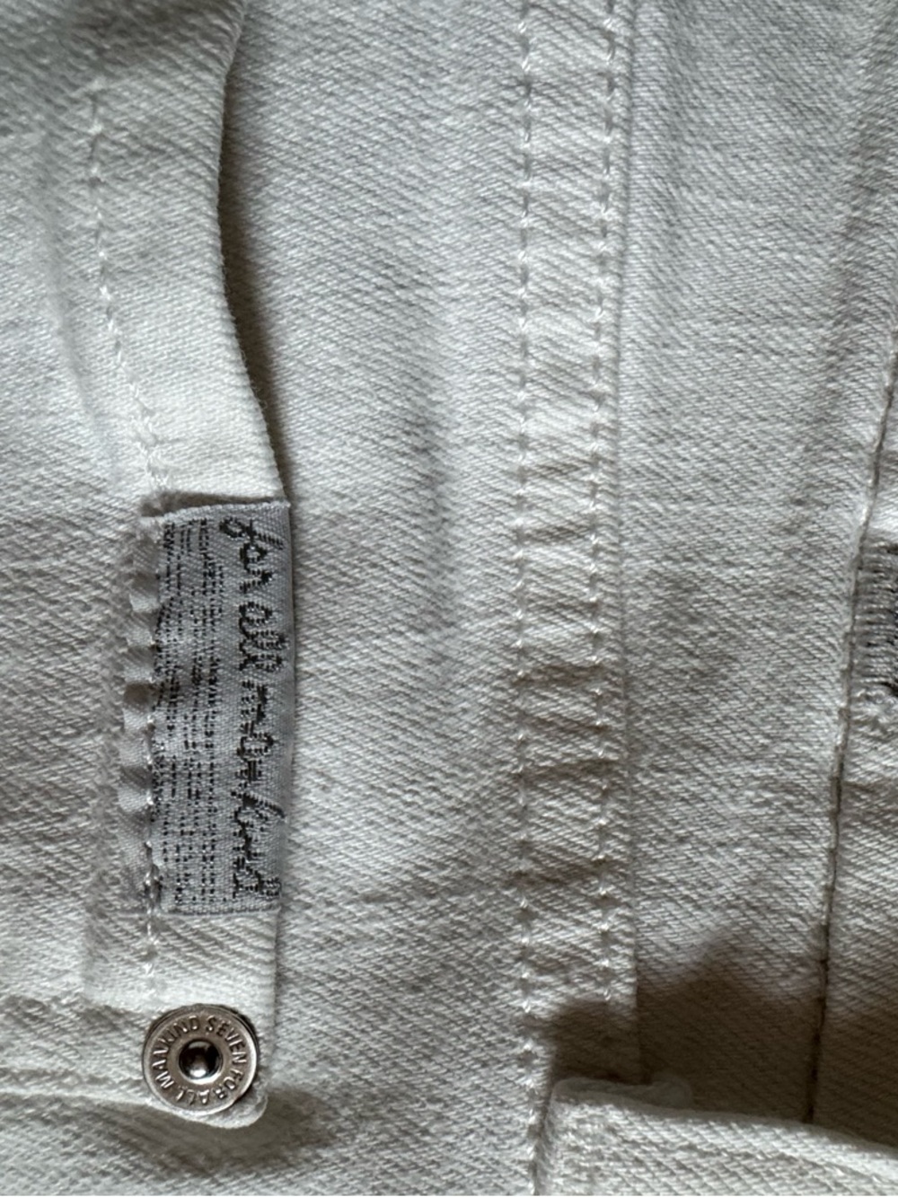 7 for all mankind White Denim Pants with Snap Button